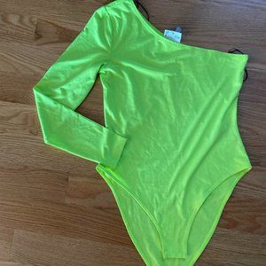 💛 H&M one shoulder Neon Bodysuit! Size Medium NWT 💚